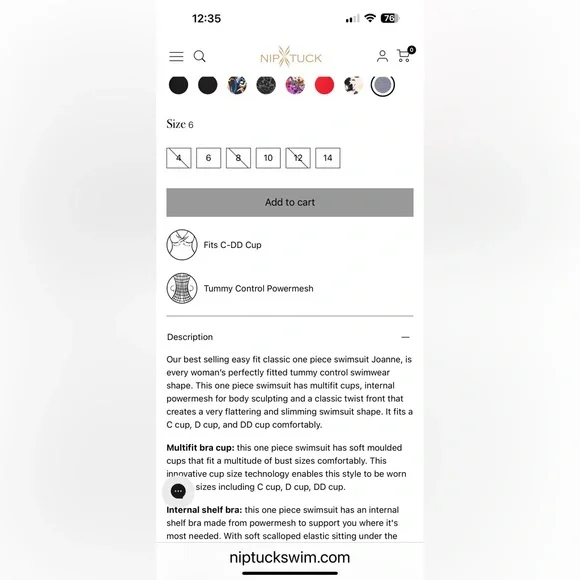 OnePiece NipTuck Joanne sz4 fitC-DD Swim• power mesh•bodySculpting tummy control - Picture 10 of 12